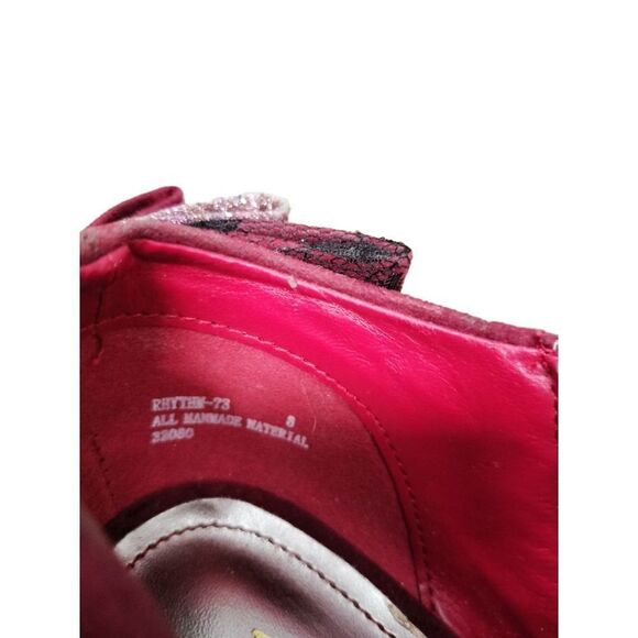 Bamboo Size 8 Crimson & Pink glittered high heels with a bow - Picture 6 of 12